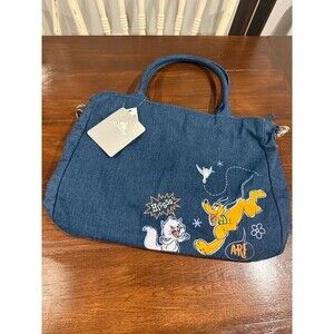 Disney Parks Critter Chaos Fashion Denim Tote Bag Chip Dale Pluto 2023 Strap